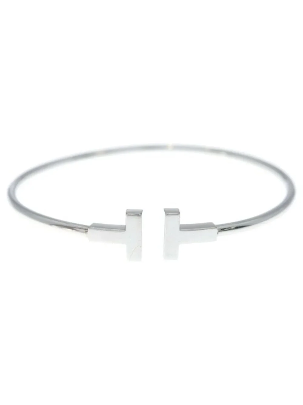 Tiffany & Co T Wire Bangle Bracelet White Gold